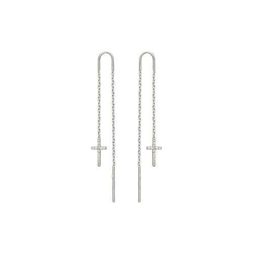 Серьги из белого золота 585 пробы с фианитами 01С126592