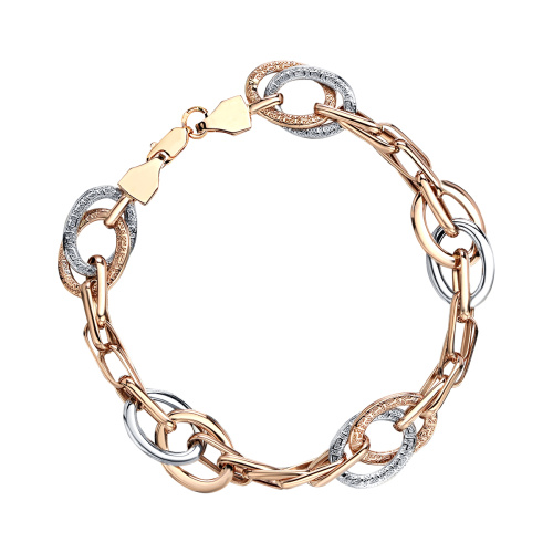 Браслет из комбинированного золота 585 пробы без вставок 01Б063135