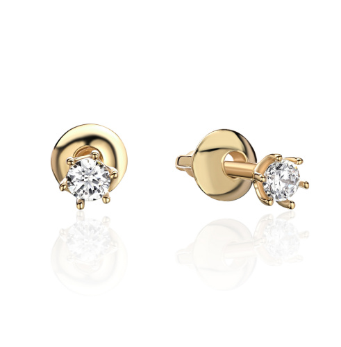 Серьги из желтого золота 585 пробы с фианитами 01С1315035