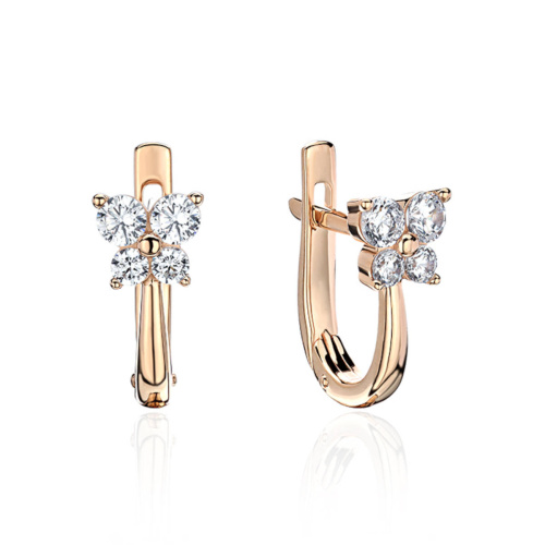 Серьги из красного золота 585 пробы с фианитами 01С1114924
