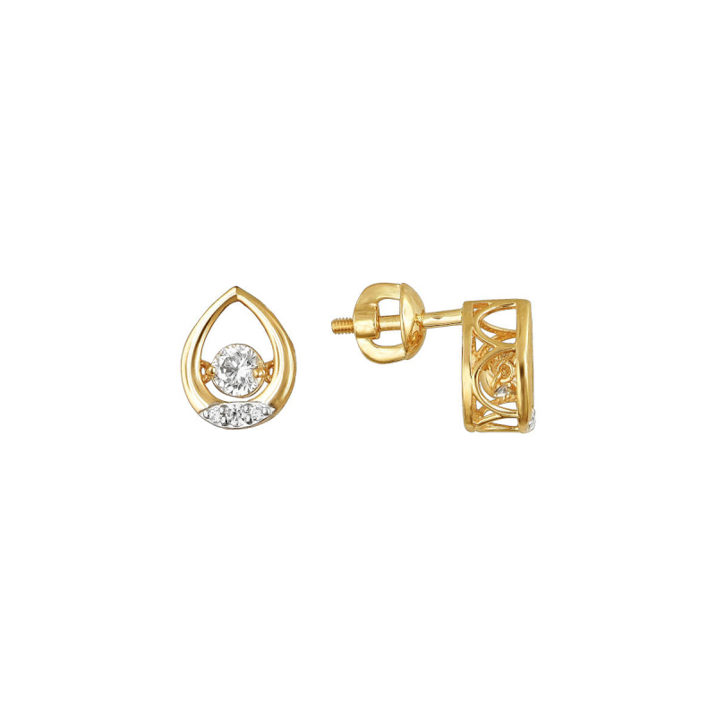 Серьги из желтого золота 585 пробы с фианитами 01С1311864Р