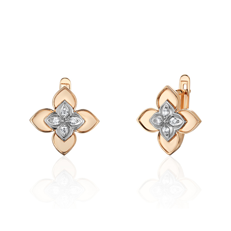 Серьги из красного золота 585 пробы с фианитами 01С1115583Р
