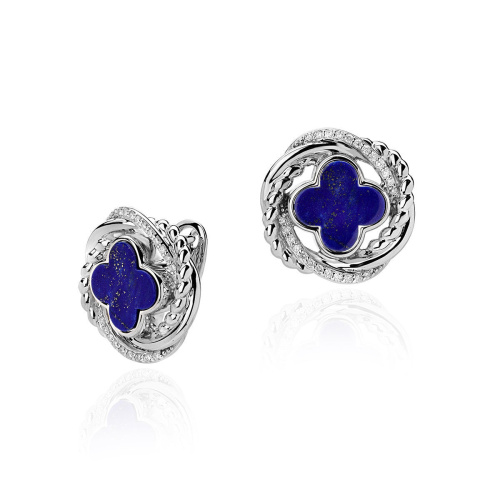 Серьги из белого золота 585 пробы с лазуритами и бриллиантами 01С6213308-2