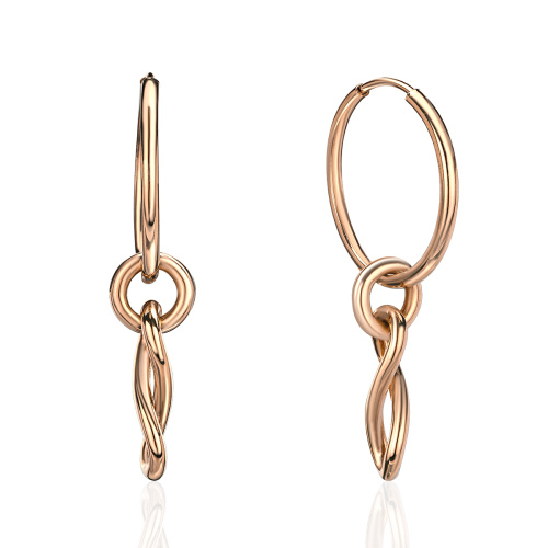 Серьги из красного золота 585 пробы без вставок 01С0116698