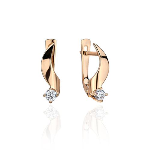 Серьги из красного золота 585 пробы с фианитами 01С1114904