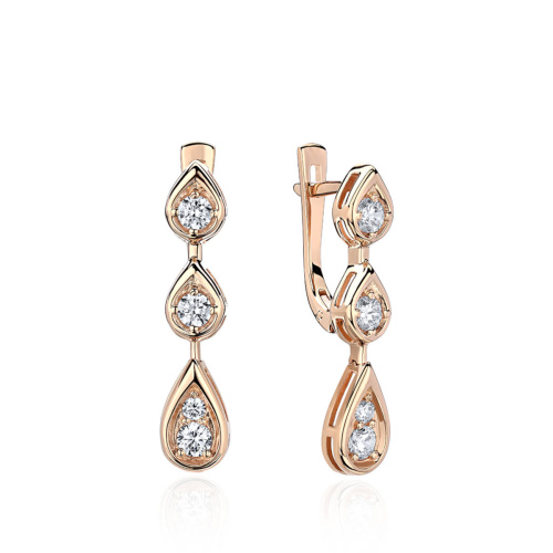 Серьги из красного золота 585 пробы с фианитами 01С1114906