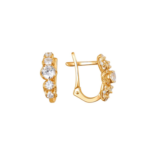 Серьги из красного золота 585 пробы с фианитами 01С1113107