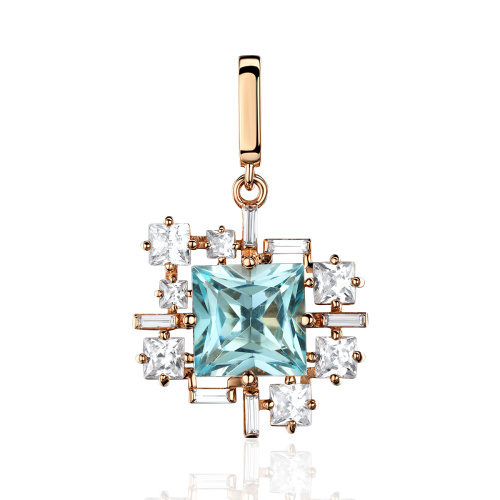 Подвеска из красного золота 585 пробы с топазом и фианитами 01П3116521-1