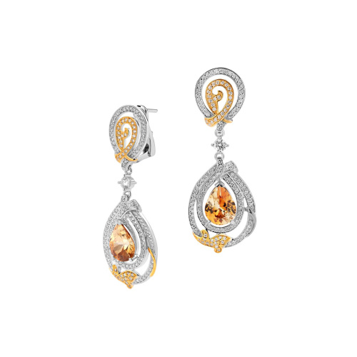 Серьги из белого золота 750 пробы с гиацинтами и бриллиантами 01С6731040-2