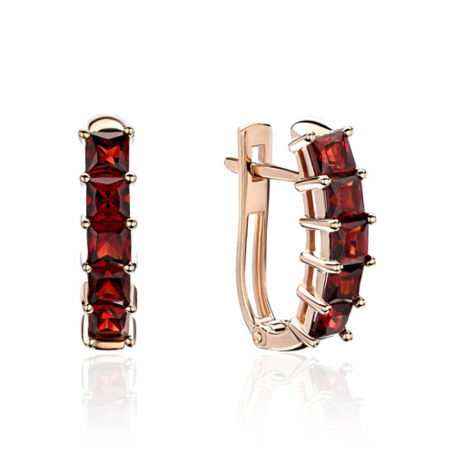 Серьги из красного золота 585 пробы с гранатом 01С3114148-1