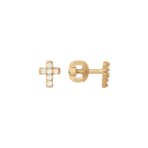 Серьги из красного золота 585 пробы с фианитами 01С116484