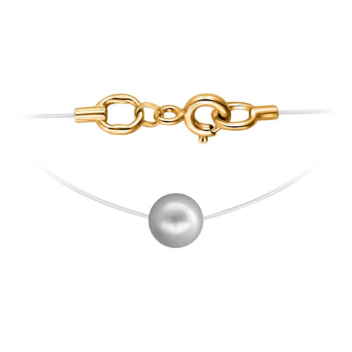 Колье из красного золота 585 пробы с жемчугом на леске 01Л311910-1