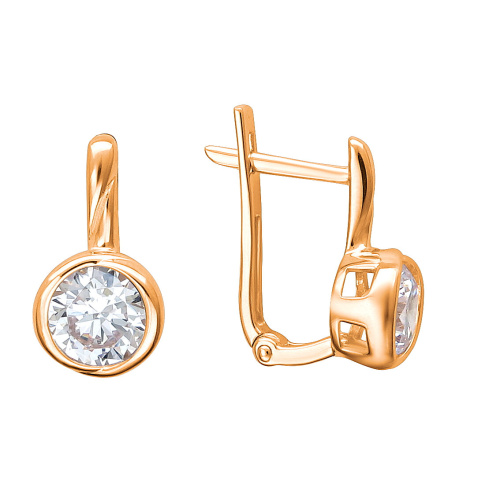 Серьги из красного золота 585 пробы с фианитами 01С1113868