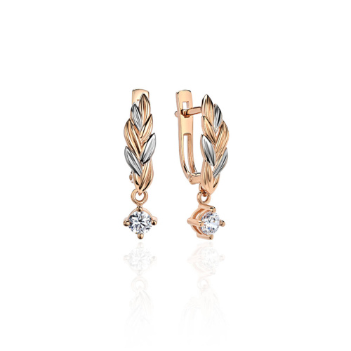 Серьги из красного золота 585 пробы с фианитами 01С1113695Р