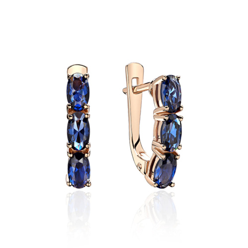 Серьги из красного золота 585 пробы с синт. шпинелью 01С2115053-1