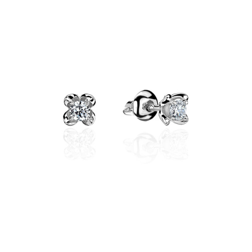 Серьги из белого золота 585 пробы с фианитами 01С125755