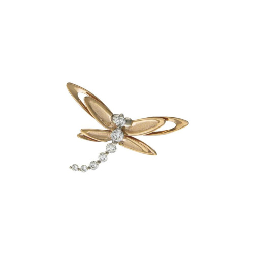 Подвеска "Стрекоза" из двух цветов золота 585 пробы с бриллиантами 01П660587