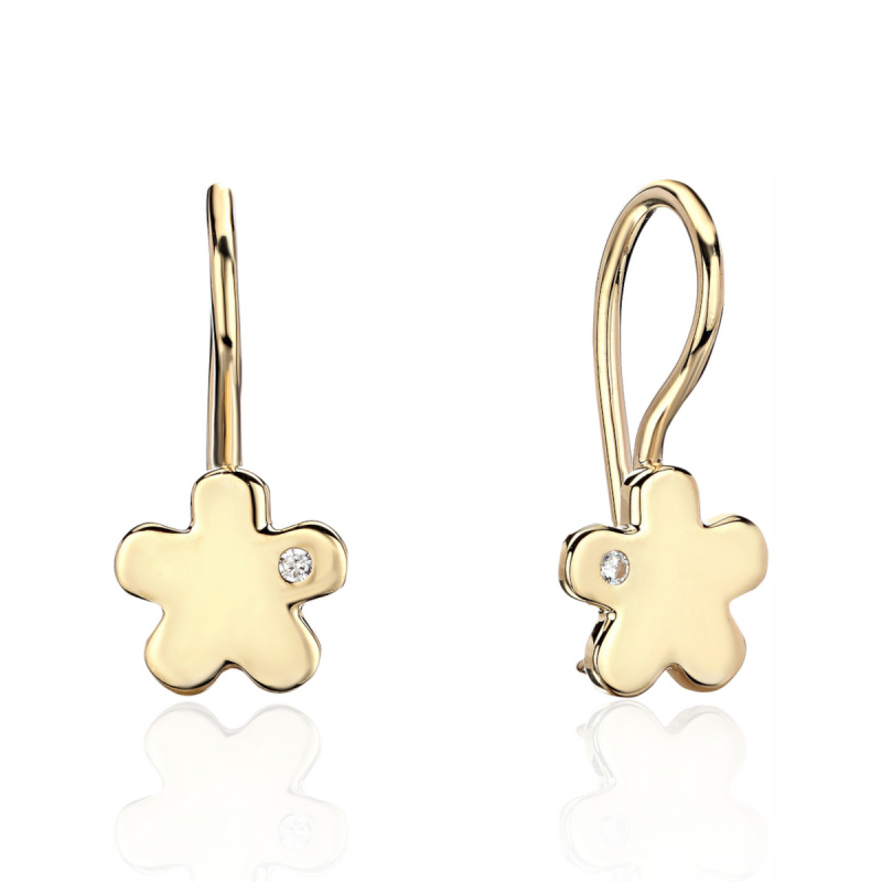 Серьги из желтого золота 585 пробы с фианитами 01С1314960