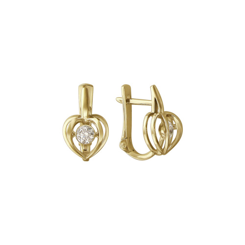 Серьги из желтого золота 585 пробы с фианитами 01С1371074