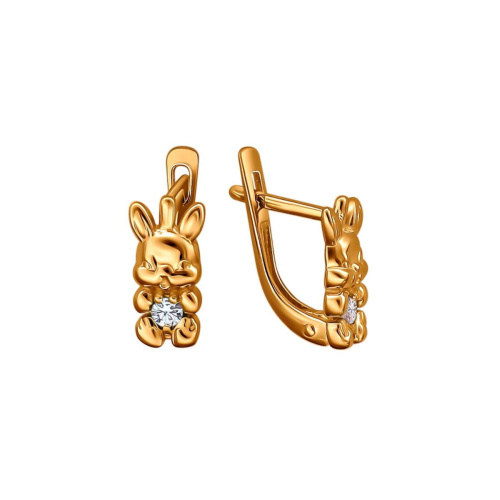 Серьги из красного золота 585 пробы с фианитами 01С1112763