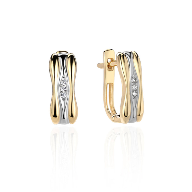 Серьги из желтого золота 585 пробы с фианитами 01С1312328Р