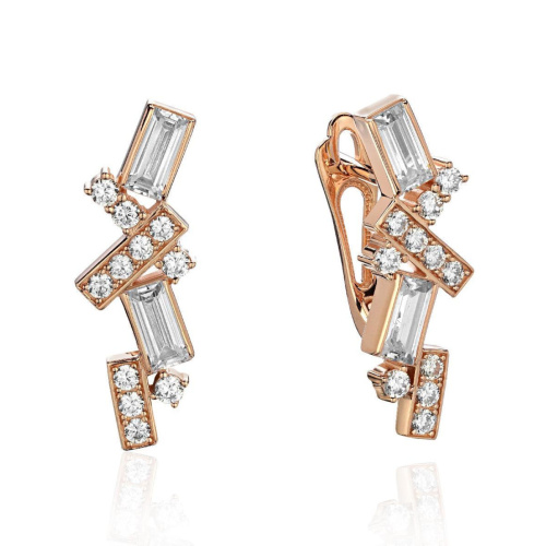 Серьги из красного золота 375 пробы с фианитами 01С1115614S