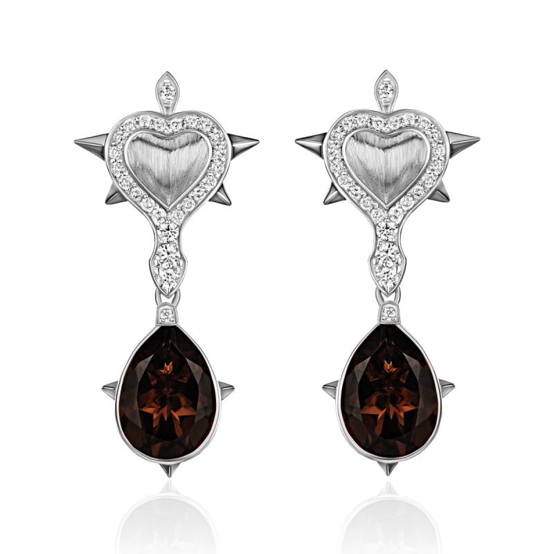 Серьги из белого золота 585 пробы 01С6215827ЧР-2