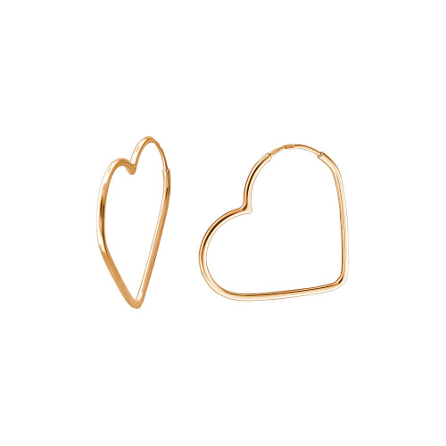 Серьги "Сердце" из красного золота 585 пробы без вставок 01С0114311