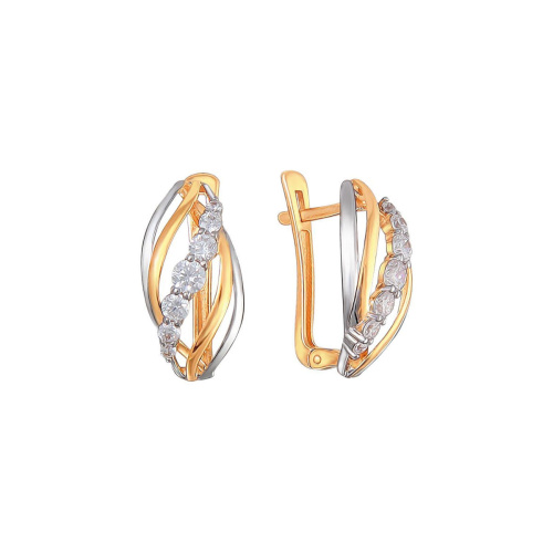 Серьги из красного золота 585 пробы с фианитами 01С1112269Р
