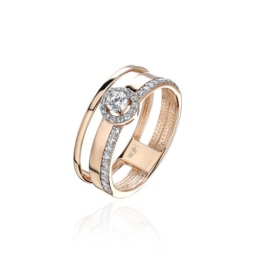 Кольцо из красного золота 585 пробы с фианитами 01К1114858