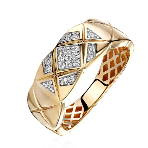 Кольцо из желтого золота 585 пробы с фианитами 01К1316415