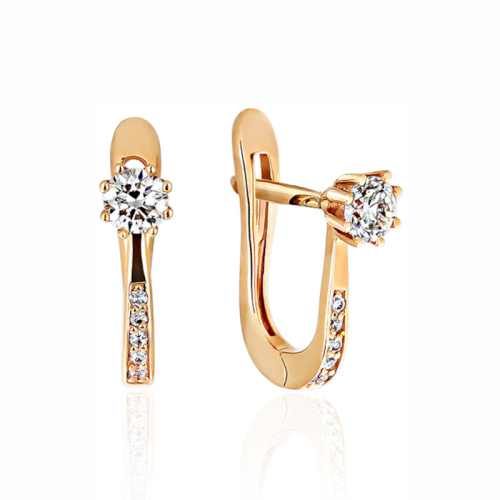 Серьги из красного золота 585 пробы с бриллиантами 01С613447