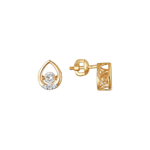 Серьги из красного золота 585 пробы с фианитами 01С1112964Р