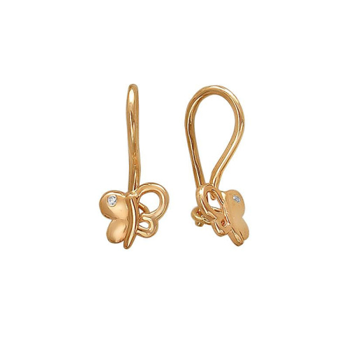 Серьги из красного золота 585 пробы с фианитами 01С119342