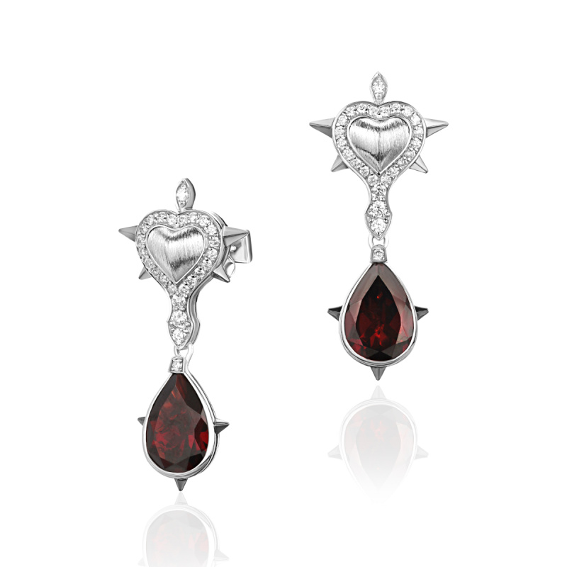 Серьги из белого золота 585 пробы 01С6215827ЧР-1