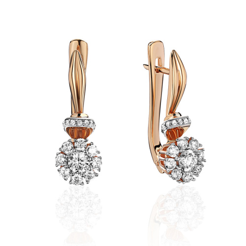 Серьги из красного золота 585 пробы с фианитами 01С1115201Р