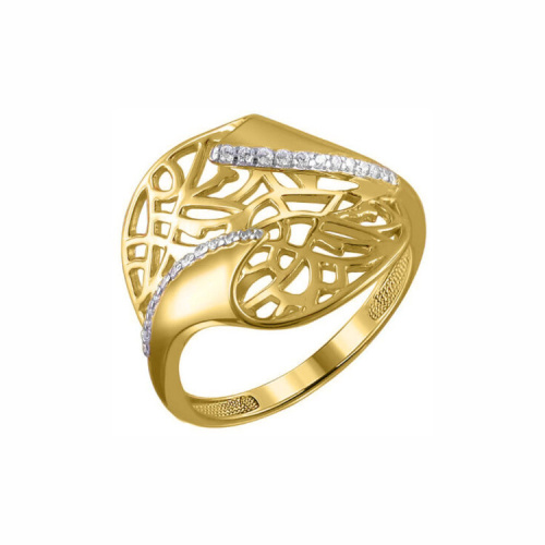 Кольцо из желтого золота 585 пробы с фианитами 01К1310512