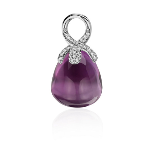 Подвеска из белого золота 585 пробы с бриллиантами и аметистом 01П623766-9
