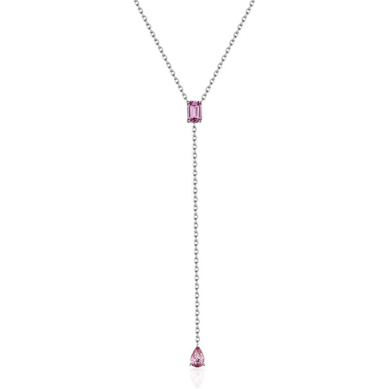 Колье из белого золота 585 пробы с сапфирами 01Л522578-1