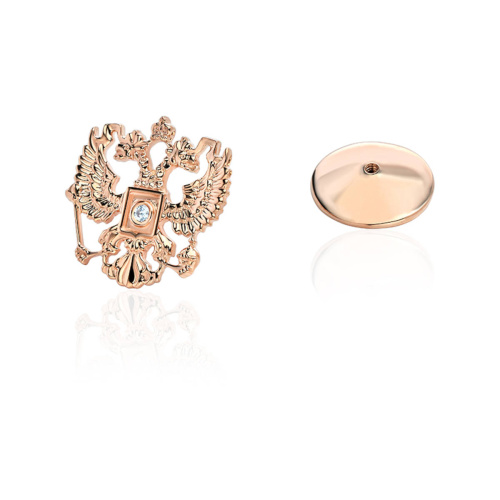 Значок двуглавый орел из красного золота 585 пробы с бриллиантом 01В610040