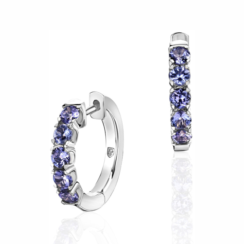 Серьги из белого золота 585 пробы с танзанитами 01С3214185-1