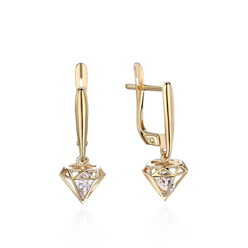 Серьги из желтого золота 585 пробы с фианитами 01С1313835