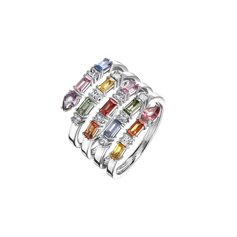 Кольцо из белого золота 750 пробы с сапфирами и бриллиантами 01К6715290-2