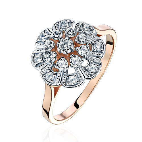 Кольцо из красного золота 585 пробы с фианитами 01К1115002Р