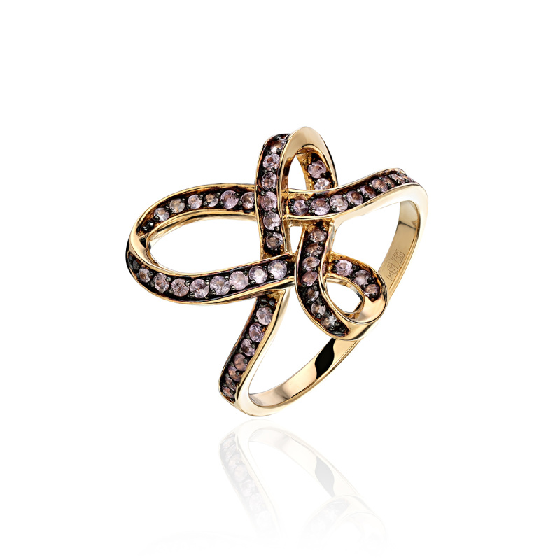 Кольцо из желтого золота 750 пробы с сапфирами 01К546195-3