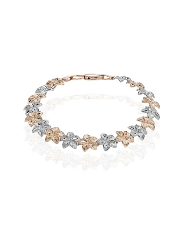 Браслет "Цветы" из двух цветов золота 585 пробы без вставок 01Б760431