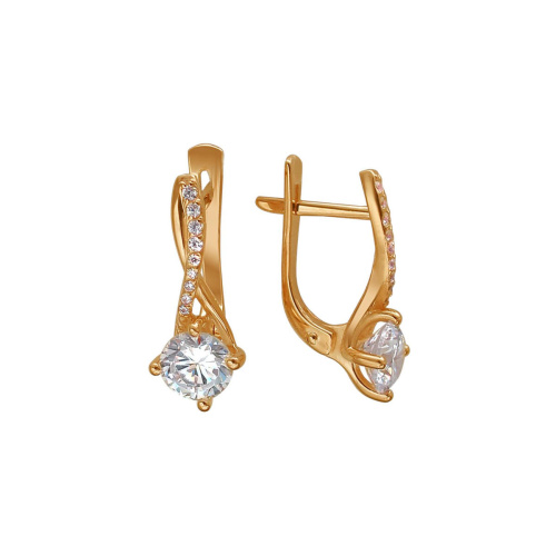 Серьги из красного золота 585 пробы с фианитами 01С118527