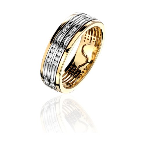 Обручальное кольцо из комбинированного золота 750 пробы с бриллиантами 01О680306L