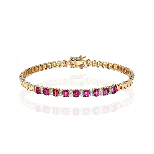 Браслет из желтого золота 585 пробы с рубинами и бриллиантами 01Б632759-1