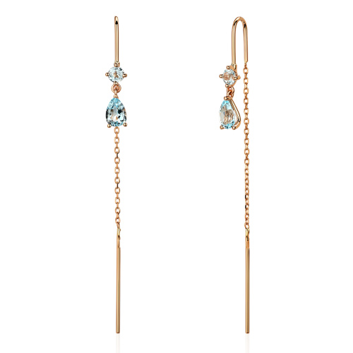 Серьги из красного золота 585 пробы с топазами 01С3116514-1
